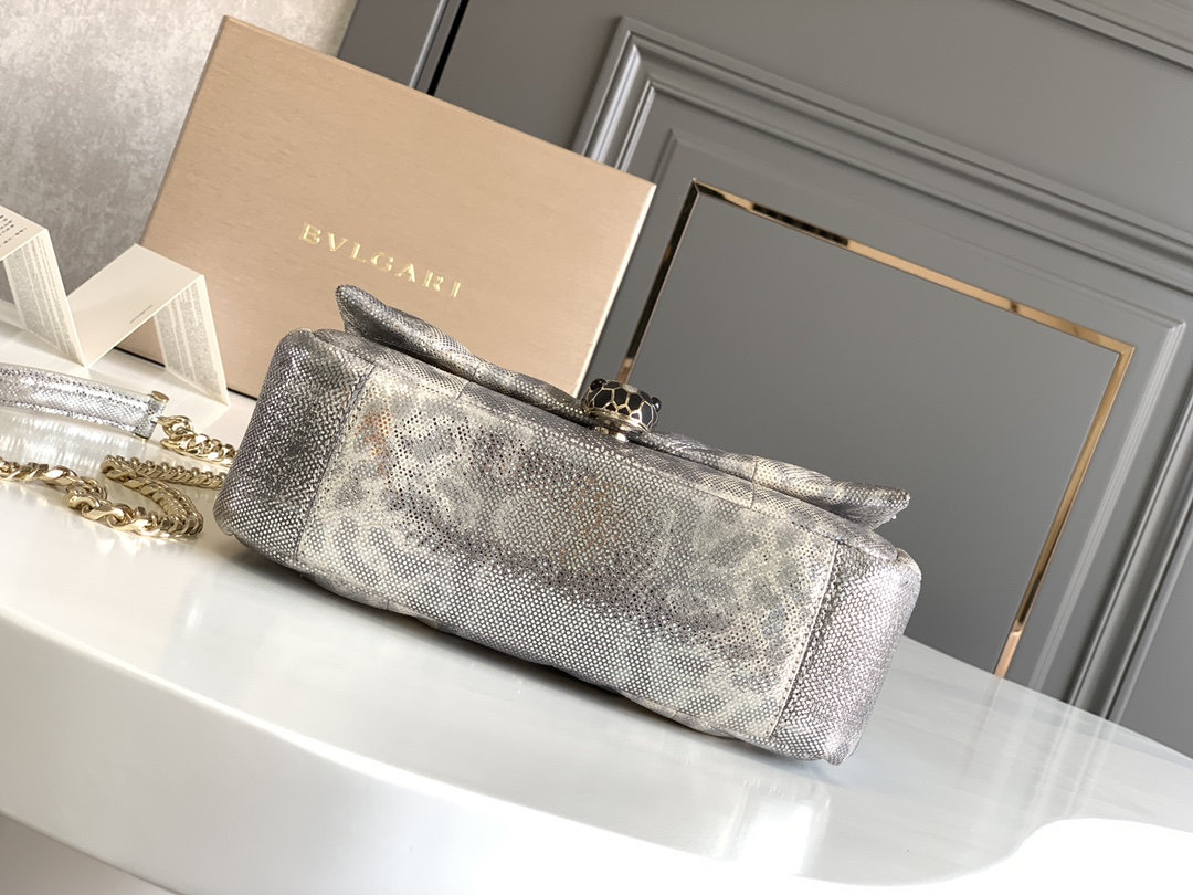 Bvlgari Serpenti Cabochon Crossbody Bag in Grey Snake Skin